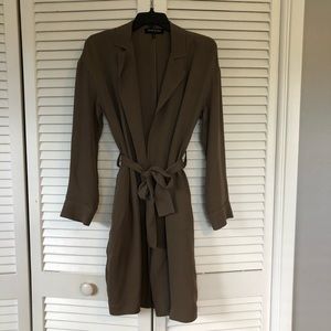 Kenneth Cole gray silk trench coat size S